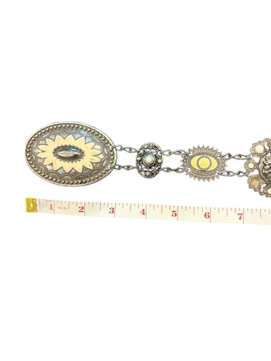 Chico's Gold Silver Tone Metal Waist Belt Western Boho Adj 22-42” Concho Rodeo - Picture 9 of 13